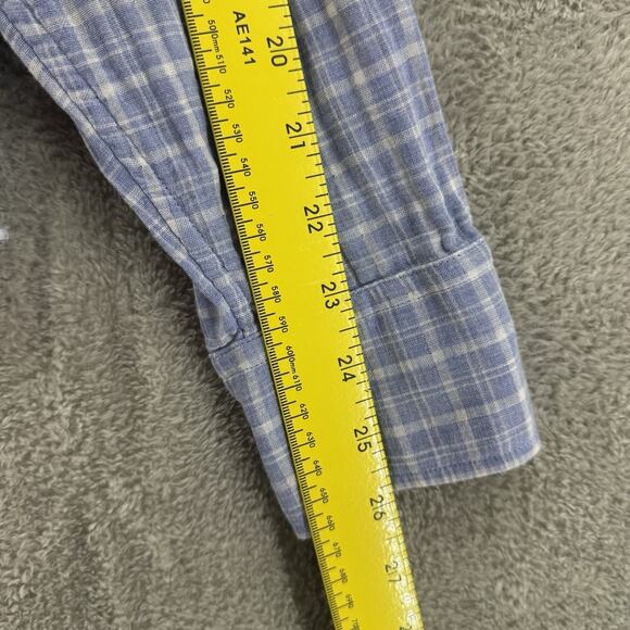 UNTUCKit Shirt Mens M Blue Plaid Brush Cotton Lined LS Button Front Collared - Picture 10 of 12